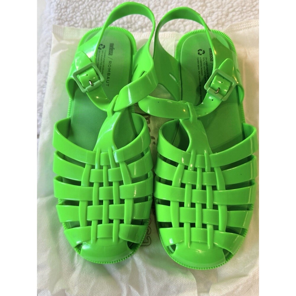 Melissa x Rombaut Possession Jelly Sandals Lime Green Size 11 NWOT w/ Dust Bag
